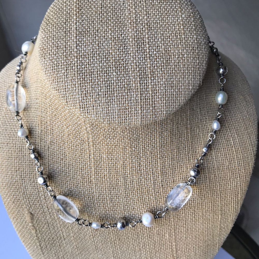 Silpada sterling silver, pearl & quartz necklace